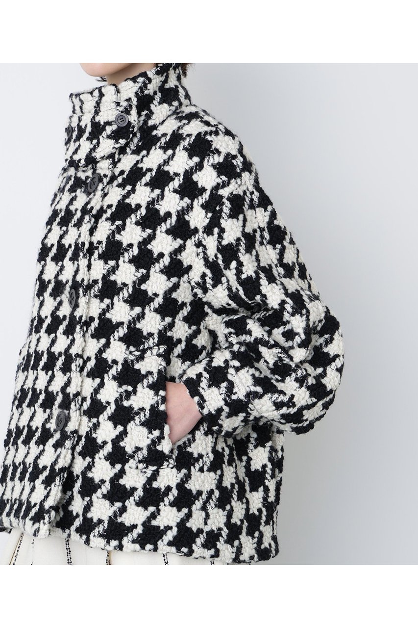 【ヒューエルミュージアム/hueLe Museum】の【hLM】ビッグハウンドトゥースコート 人気、トレンドファッション・服の通販 founy(ファニー) 　ファッション　Fashion　レディースファッション　Fashion for Women　アウター　Coat / Outerwear Collection　コート・ロングコート・ピーコート　Long Coats, Peacoats & More　クラシック　Classic, Timeless Style　ショート　Short, Short Length　スタンド　Stand Collar, Upright Stand　スリーブ　Sleeve, Long Sleeve / Short Sleeve　エレガント 上品　Elegant　other-8|ID: prp329100004888045 ipo3291000000036502676