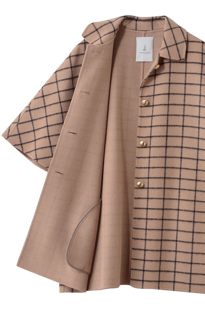 【ジェイドット/j.】のプレミアムウールリバー チェックポンチョコート 人気、トレンドファッション・服の通販 founy(ファニー) 　ファッション　Fashion　レディースファッション　Fashion for Women　アウター　Coat / Outerwear Collection　コート・ロングコート・ピーコート　Long Coats, Peacoats & More　ポンチョ・ケープコート　Ponchos & Capes　クラシカル　Classical, Vintage-Inspired　ショート　Short, Short Length　チェック　Check, Plaid, Tartan　モダン　Modern, Contemporary　エレガント 上品　Elegant　other-6|ID: prp329100004888129 ipo3291000000036503491