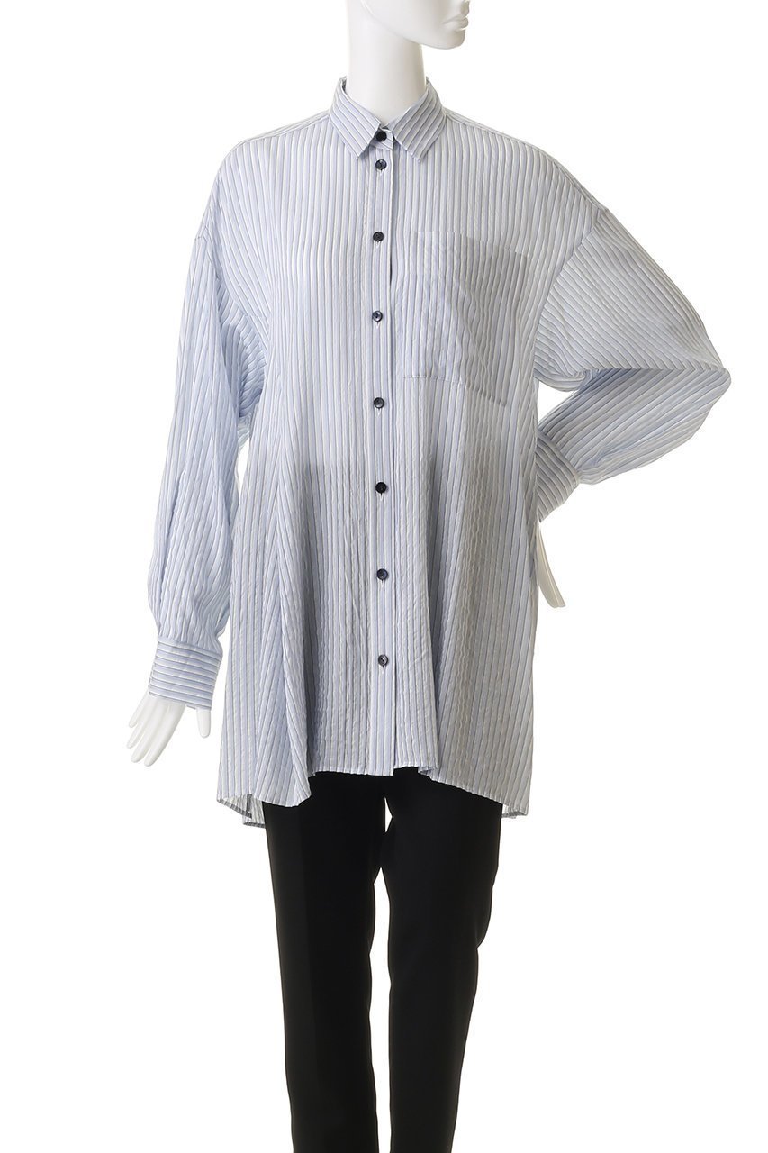 【ナゴンスタンス/nagonstans】のover flare shirt 人気、トレンドファッション・服の通販 founy(ファニー) 　ファッション　Fashion　レディースファッション　Fashion for Women　トップス・カットソー　Cut & Sew Tops　シャツ・ブラウス・オフィスカジュアル　Elegant Blouses & Button-Ups　アシンメトリー　Asymmetrical Style　ストライプ　Stripe, Striped Pattern　スリーブ　Sleeve, Long Sleeve / Short Sleeve　フォルム　Silhouette, Form　フレア　Flare, Flared　ロング　Long, Long-Length　other-2|ID: prp329100004888187 ipo3291000000036504039