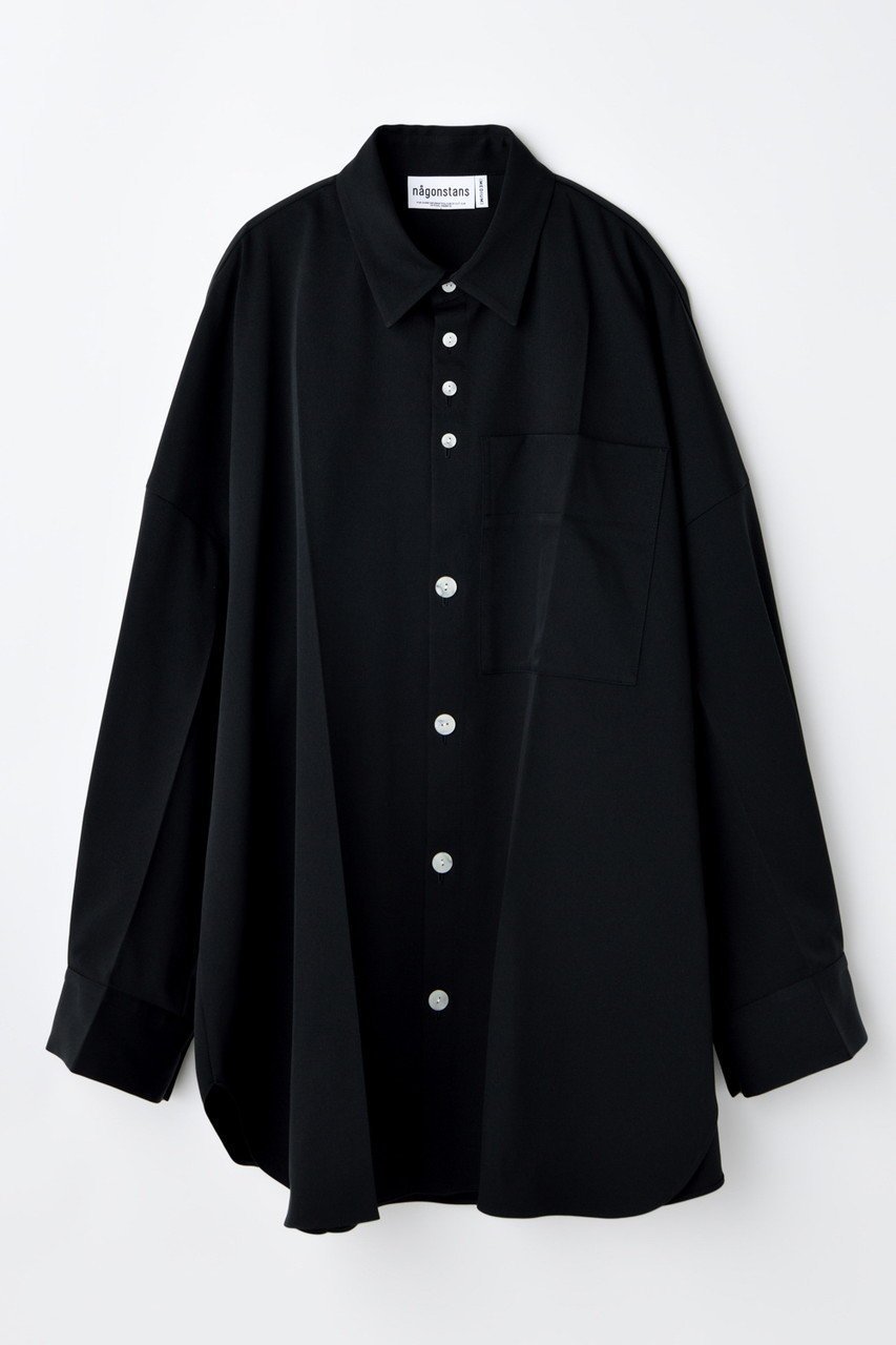 【ナゴンスタンス/nagonstans】のloose center crease shirt インテリア・キッズ・メンズ・レディースファッション・服の通販 founy(ファニー) 　ファッション　Fashion　レディースファッション　Fashion for Women　トップス・カットソー　Cut & Sew Tops　シャツ・ブラウス・オフィスカジュアル　Elegant Blouses & Button-Ups　ストレッチ　Stretch, Stretchy Fabric　スリーブ　Sleeve, Long Sleeve / Short Sleeve　センター　Center, Center Line　ルーズ　Loose, Oversized　ロング　Long, Long-Length　Black|ID: prp329100004888191 ipo3291000000036504066