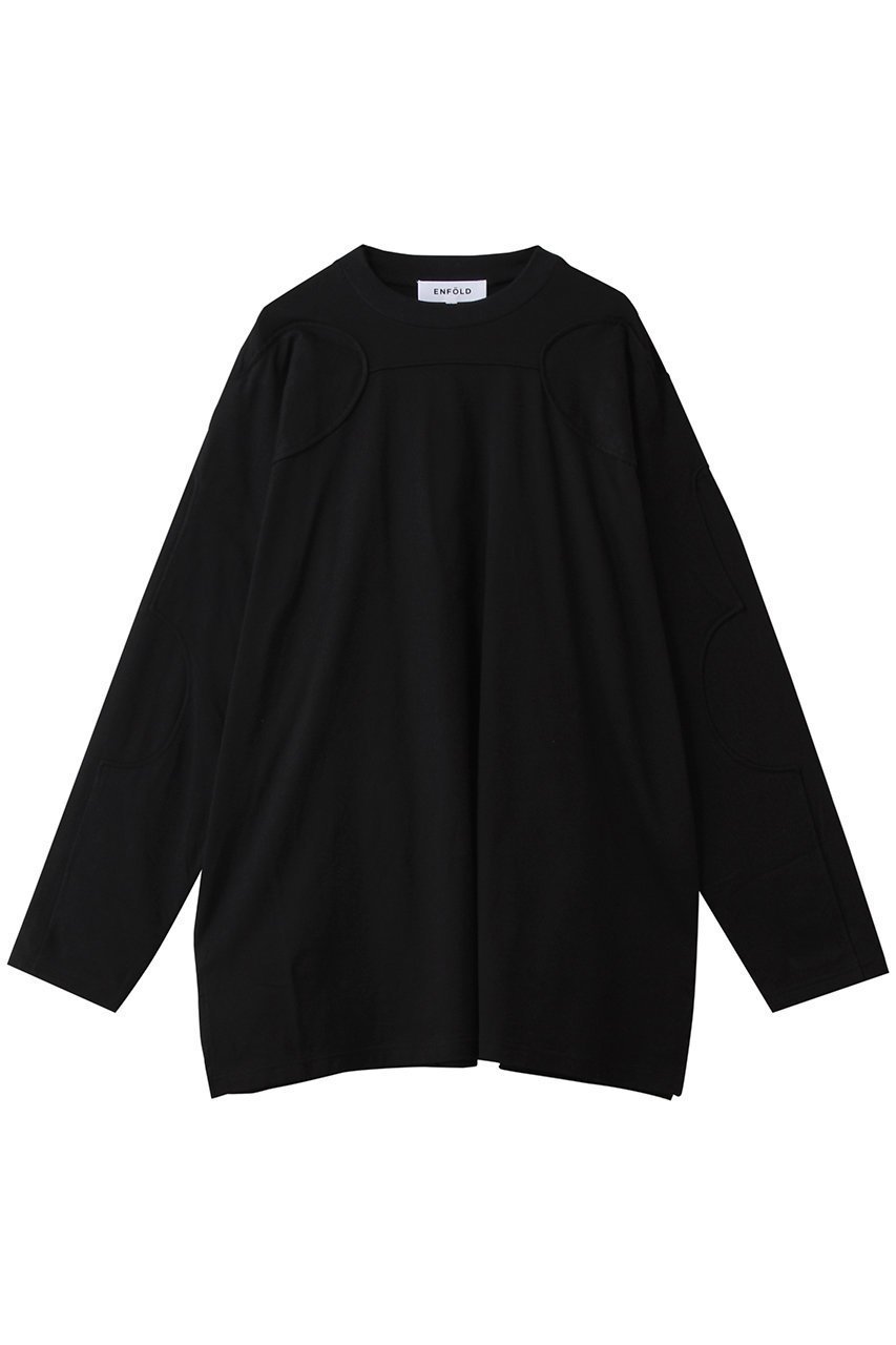 【エンフォルド/ENFOLD】のSILHOUETTE ART LONG-SLEEVE T-SHIRT インテリア・キッズ・メンズ・レディースファッション・服の通販 founy(ファニー) 　ファッション　Fashion　レディースファッション　Fashion for Women　トップス・カットソー　Cut & Sew Tops　シャツ・ブラウス・オフィスカジュアル　Elegant Blouses & Button-Ups　ロングTシャツ・Tシャツ　Longline T-Shirts & Tees　カットソー・ベーシックTシャツ　Cut-and-Sewn Tops / Stretch Tees & Basics　カッティング　Cutting Detail　スリーブ　Sleeve, Long Sleeve / Short Sleeve　ベビー　Baby, Babywear　ロング　Long, Long-Length　ブラック|ID: prp329100004888195 ipo3291000000036504090
