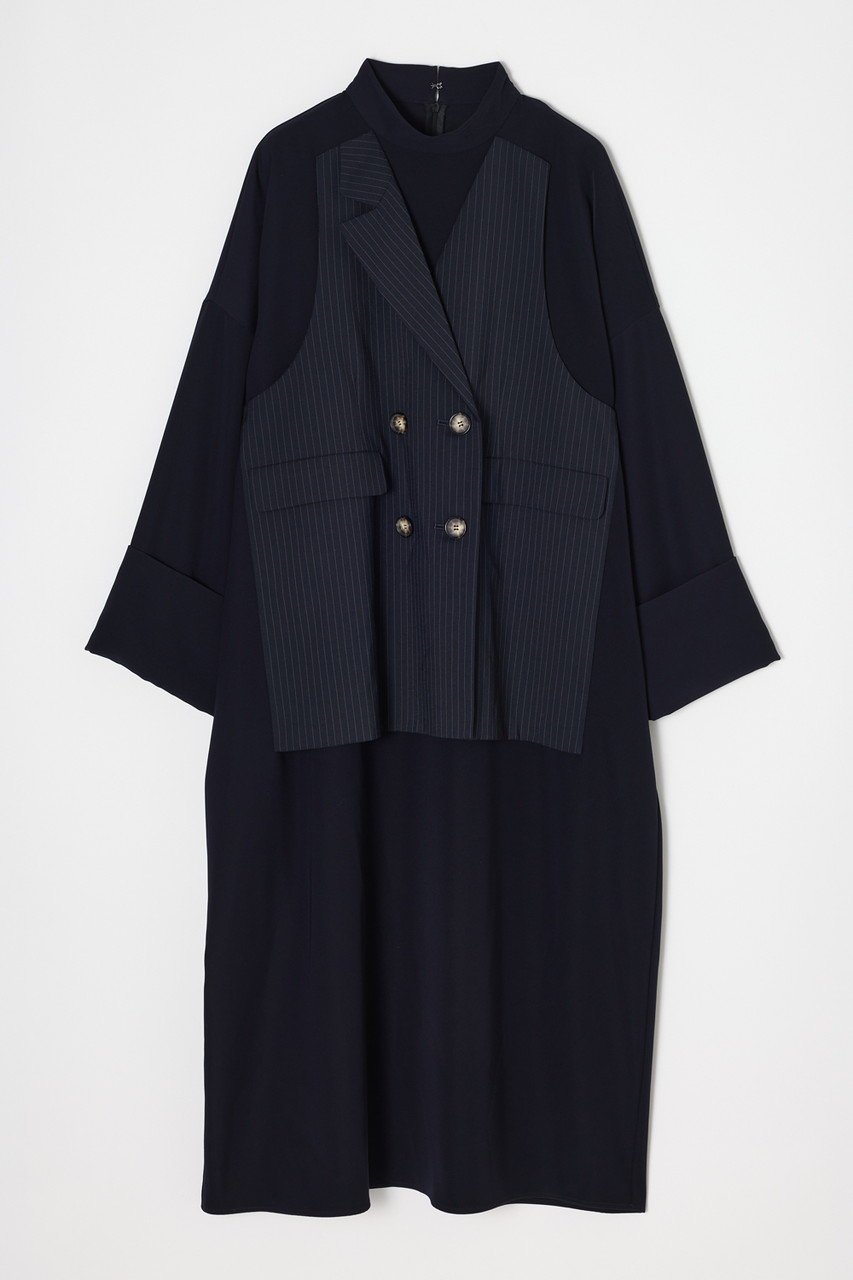 【エンフォルド/ENFOLD】のVEST LAYERED LIKE DRESS 人気、トレンドファッション・服の通販 founy(ファニー) 　ファッション　Fashion　レディースファッション　Fashion for Women　アウター　Coat / Outerwear Collection　ワンピース　Dresses　フォーマル・パーティードレス・結婚式用ドレス　Elegant & Casual Dresses　チュニック　Tunic Tops & Dresses　チュニック　Tunic, Long Top　ドッキング　Docking, Mixed Material　ドレス　Dress, One-Piece　ベスト　Vest, Waistcoat　リラックス　Relax, Relaxed Fit　ロング　Long, Long-Length　other-3|ID: prp329100004888201 ipo3291000000036504140