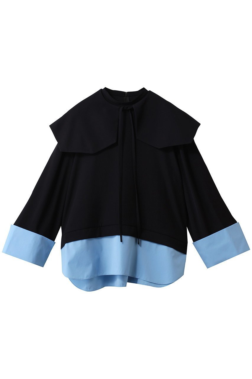 【エンフォルド/ENFOLD】のDOUBLE CUFFS BOX PULLOVER インテリア・キッズ・メンズ・レディースファッション・服の通販 founy(ファニー) 　ファッション　Fashion　レディースファッション　Fashion for Women　トップス・カットソー　Cut & Sew Tops　シャツ・ブラウス・オフィスカジュアル　Elegant Blouses & Button-Ups　カジュアルプルオーバー・ニットトップス　Pullovers & Knit Tops / Casual Pullovers　スリーブ　Sleeve, Long Sleeve / Short Sleeve　フロント　Front, Front Design　ロング　Long, Long-Length　ワイド　Wide, Wide Fit　ダークネイビー|ID: prp329100004888203 ipo3291000000036504147