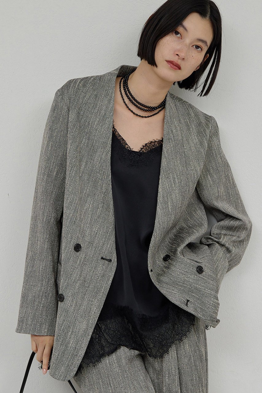 【ガリャルダガランテ/GALLARDAGALANTE】の【セットアップ対応】ノーカラーツイードジャケット 人気、トレンドファッション・服の通販 founy(ファニー) 　ファッション　Fashion　レディースファッション　Fashion for Women　アウター　Coat / Outerwear Collection　レディースジャケット・軽アウター　Jackets　クラシック　Classic, Timeless Style　ジャケット　Jacket, Outerwear　スラックス　Slacks, Dress Pants　セットアップ　Set-Up, Coordinated Outfit　タートルネック　Turtleneck, High Neck　ツイード　Twill, Twill Weave　デニム　Denim, Jeans Material　 other-1|ID: prp329100004888207 ipo3291000000036504180