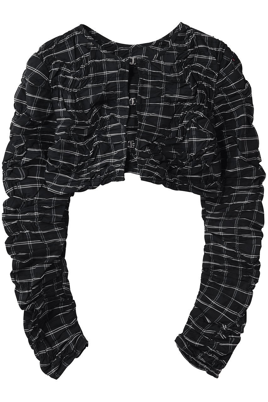 【メゾンスペシャル/MAISON SPECIAL】のRandom Charring Bolero/ランダムシャーリングボレロ 大人の最旬トレンドファッション＆コーディネート founy(ファウニー) 　ファッション　Fashion　レディースファッション　Fashion for Women　アウター　Coat / Outerwear Collection　ボレロ・ショート丈ジャケット / ドレス羽織りに　Boleros & Short Jackets　トップス・カットソー　Cut & Sew Tops　シャツ・ブラウス・オフィスカジュアル　Elegant Blouses & Button-Ups　コンパクト　Compact, Small Size　今季　This Season, Current Season　シャーリング　Shirring, Ruched　ショート　Short, Short Length　ストライプ　Stripe, Striped Pattern　スリーブ　Sleeve, Long Sleeve / Short Sleeve　タフタ　Taffeta, Structured Fabric　チェック　Check, Plaid, Tartan　ボレロ　Bolero, Short Cardigan　羽織　Haori, Light Jacket　ランダム　Random, Irregular　ロング　Long, Long-Length　 other-1|ID: prp329100004888217 ipo3291000000036681097