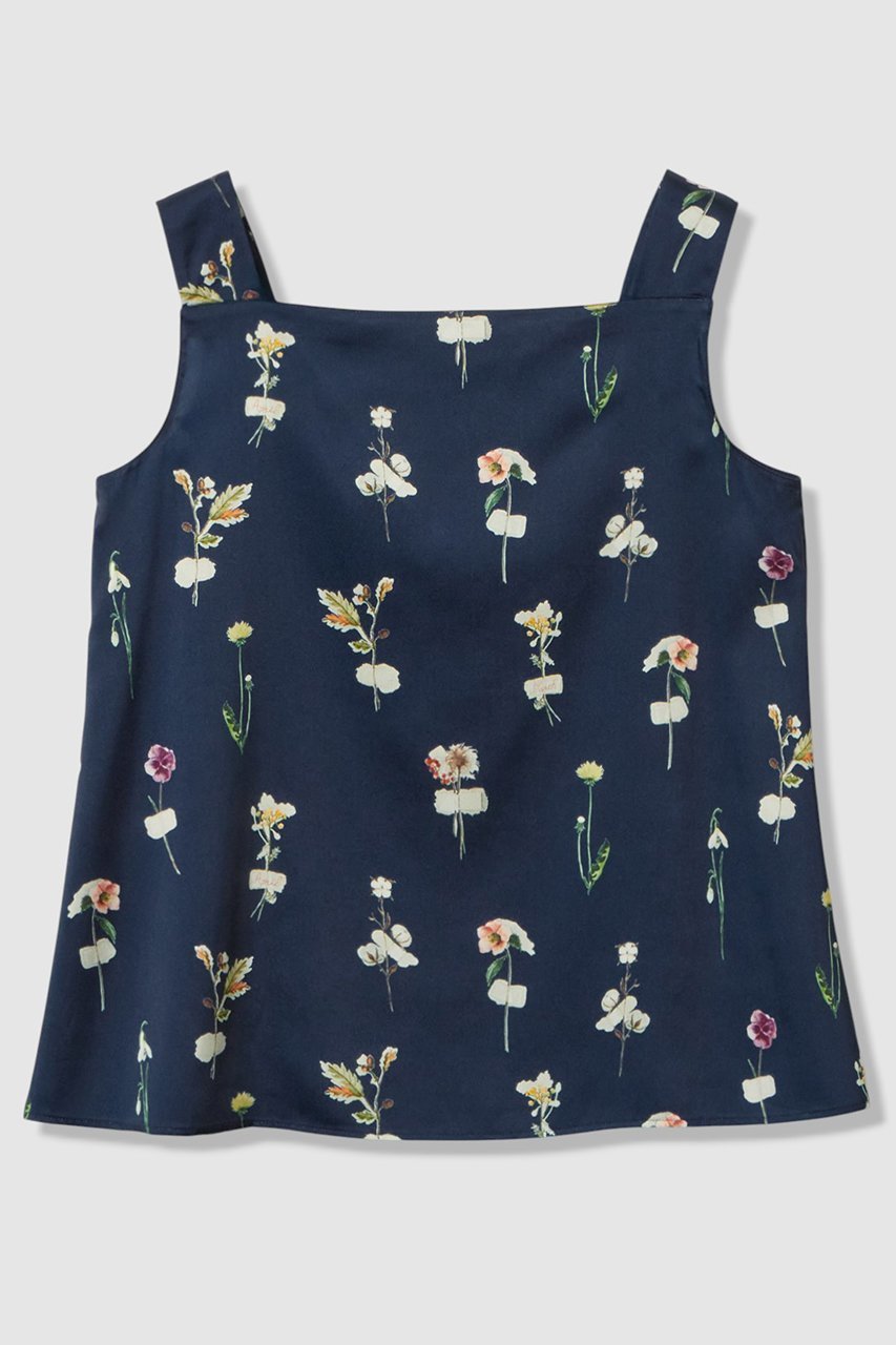 【アナイ/ANAYI】の【セットアップ対象商品】ボタニカルサテンプリントスクエア ブラウス 人気、トレンドファッション・服の通販 founy(ファニー) 　ファッション　Fashion　レディースファッション　Fashion for Women　トップス・カットソー　Cut & Sew Tops　キャミソール&ノースリーブ　Camisoles & Sleeveless Tops　シャツ・ブラウス・オフィスカジュアル　Elegant Blouses & Button-Ups　おすすめ　Recommended / Our Picks　カッティング　Cutting Detail　キャミソール　Camisole, Spaghetti Strap Top　ジャケット　Jacket, Outerwear　スクエア　Square, Square Shape　セットアップ　Set-Up, Coordinated Outfit　デコルテ　Décolleté, Neckline　ノースリーブ　Sleeveless, No-Sleeve　ボタニカル　Botanical, Floral Pattern　モチーフ　Motif, Design Theme　other-2|ID: prp329100004888224 ipo3291000000036504310