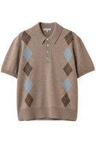 【ブラミンク/BLAMINK】のアーガイルショートスリーブニット 人気、トレンドファッション・服の通販 founy(ファニー) ファッション Fashion レディースファッション Fashion for Women トップス・カットソー Cut & Sew Tops ニット Knit Tops & Sweaters カジュアルプルオーバー・ニットトップス Pullovers & Knit Tops / Casual Pullovers クラシカル Classical, Vintage-Inspired バランス Balance, Style Balance モダン Modern, Contemporary エレガント 上品 Elegant thumbnail ベージュ|ID: prp329100004888230 ipo3291000000036504358