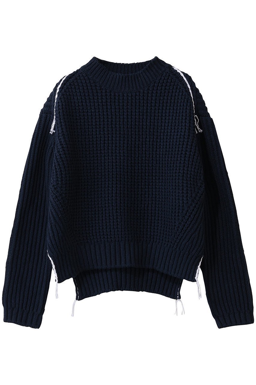 【ブラミンク/BLAMINK】の3Gクルーネックロングスリーブニット インテリア・キッズ・メンズ・レディースファッション・服の通販 founy(ファニー) 　ファッション　Fashion　レディースファッション　Fashion for Women　トップス・カットソー　Cut & Sew Tops　ニット　Knit Tops & Sweaters　カジュアルプルオーバー・ニットトップス　Pullovers & Knit Tops / Casual Pullovers　おすすめ　Recommended / Our Picks　インナー　Innerwear　シンプル　Simple, Minimal　スリット　Slit, Slit Detail　ワイド　Wide, Wide Fit　定番　Standard, Basic Item　ネイビー|ID: prp329100004888232 ipo3291000000036504367