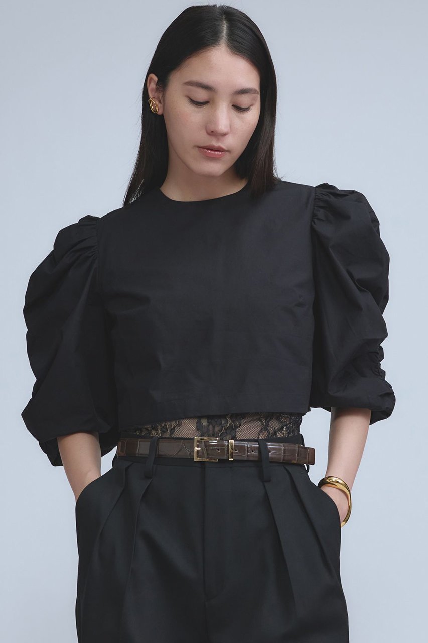 【カオス/Chaos】の【Dhruv Kapoor】ルーシュドスリーブブラウス インテリア・キッズ・メンズ・レディースファッション・服の通販 founy(ファニー) 　ファッション　Fashion　レディースファッション　Fashion for Women　トップス・カットソー　Cut & Sew Tops　シャツ・ブラウス・オフィスカジュアル　Elegant Blouses & Button-Ups　イタリア　Italy　インド　Indian Textile　コレクション　Collection, Seasonal Line　ショート　Short, Short Length　スリーブ　Sleeve, Long Sleeve / Short Sleeve　フェミニン　Feminine, Girly　別注　Limited Edition, Custom Order　ミックス　Mix, Mixed Style　ミラノ　Milano Style, Italian-Inspired　ブラック|ID: prp329100004888268 ipo3291000000036504640