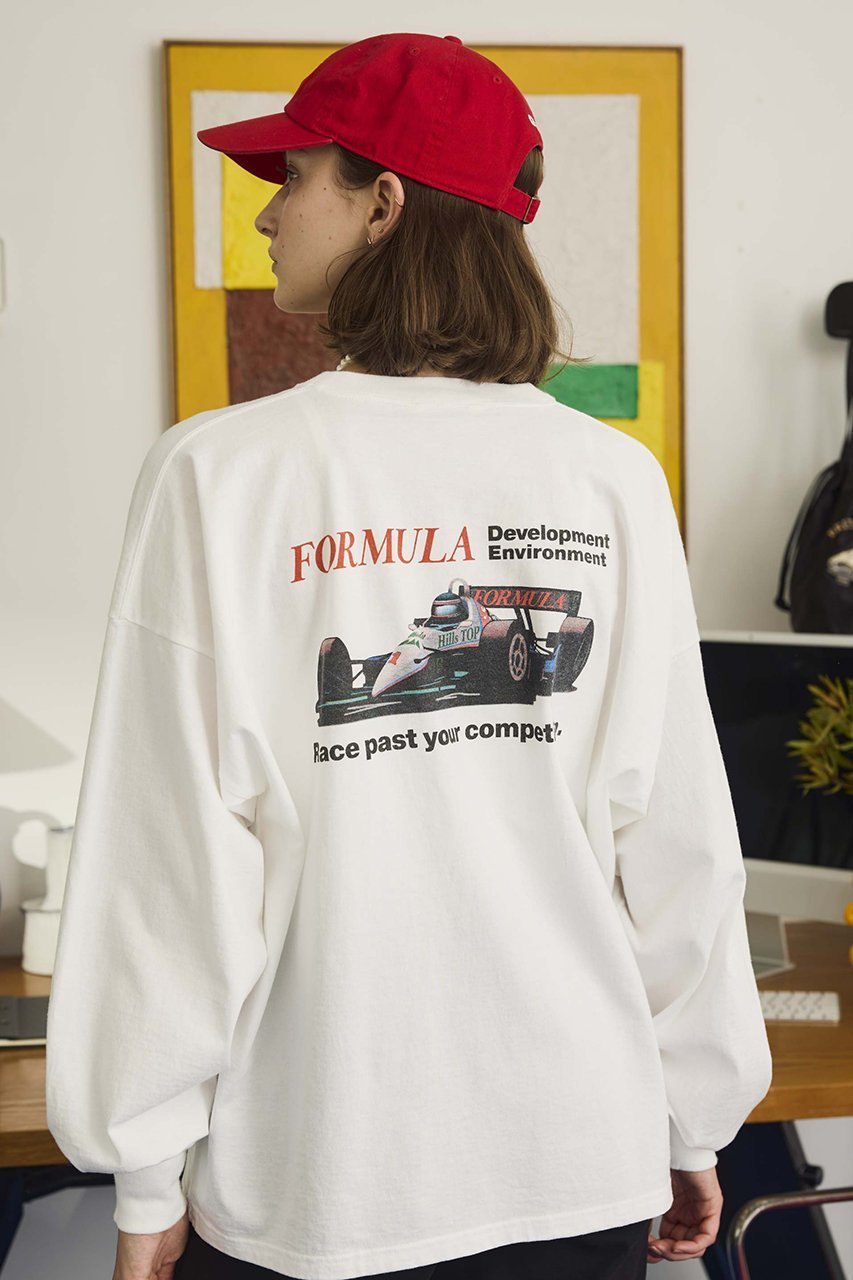 【オブラダ/Oblada】のFORMULA ONE ロングTシャツ 人気、トレンドファッション・服の通販 founy(ファニー) 　ファッション　Fashion　レディースファッション　Fashion for Women　トップス・カットソー　Cut & Sew Tops　シャツ・ブラウス・オフィスカジュアル　Elegant Blouses & Button-Ups　ロングTシャツ・Tシャツ　Longline T-Shirts & Tees　カットソー・ベーシックTシャツ　Cut-and-Sewn Tops / Stretch Tees & Basics　スリーブ　Sleeve, Long Sleeve / Short Sleeve　デニム　Denim, Jeans Material　フレア　Flare, Flared　プリント　Print, Printed Pattern　プリーツ　Pleats, Pleated　モチーフ　Motif, Design Theme　ロング　Long, Long-Length　other-8|ID: prp329100004888363 ipo3291000000036505307