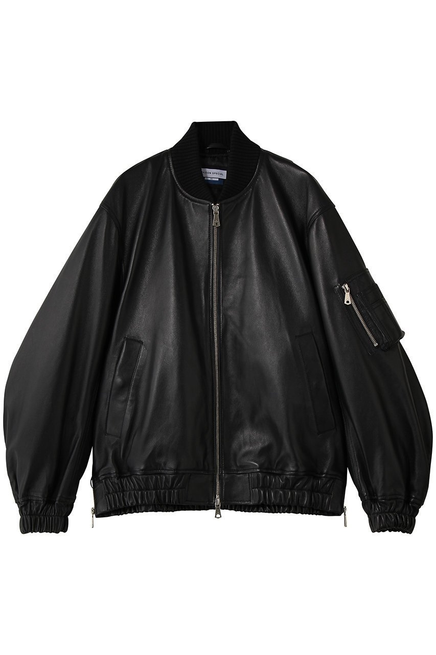 【メゾンスペシャル/MAISON SPECIAL】の【UNISEX】SHEEPレザーMA-1 インテリア・キッズ・メンズ・レディースファッション・服の通販 founy(ファニー) 　ファッション　Fashion　レディースファッション　Fashion for Women　アウター　Coat / Outerwear Collection　コート・ロングコート・ピーコート　Long Coats, Peacoats & More　MA-1ジャケット　MA-1 Bomber Jackets / Flight Jackets　ユニセックス　Unisex, Genderless　ショルダー　Shoulder, Shoulder Strap　スタイリッシュ　Stylish, Fashionable　ドロップ　Drop Shoulder, Dropped Style　フェミニン　Feminine, Girly　BLK(ブラック)|ID: prp329100004888373 ipo3291000000036505371