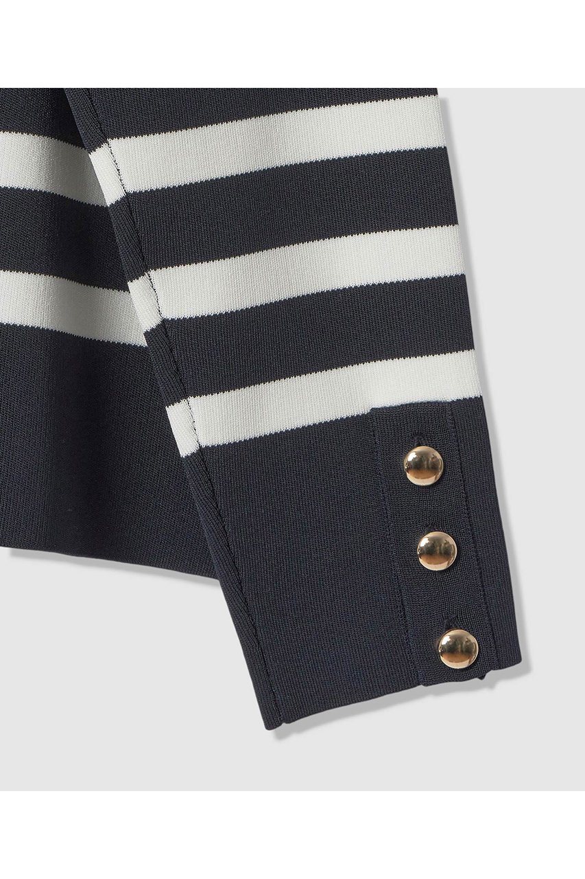 【アナイ/ANAYI】のスリーブ釦ボーダー プルオーバー 人気、トレンドファッション・服の通販 founy(ファニー) 　ファッション　Fashion　レディースファッション　Fashion for Women　トップス・カットソー　Cut & Sew Tops　ニット　Knit Tops & Sweaters　カジュアルプルオーバー・ニットトップス　Pullovers & Knit Tops / Casual Pullovers　おすすめ　Recommended / Our Picks　ストレッチ　Stretch, Stretchy Fabric　スリーブ　Sleeve, Long Sleeve / Short Sleeve　ボーダー　Border, Stripe　ミラノリブ　Milano Rib, Milano Stitch　定番　Standard, Basic Item　春　Spring　other-4|ID: prp329100004888375 ipo3291000000036505392