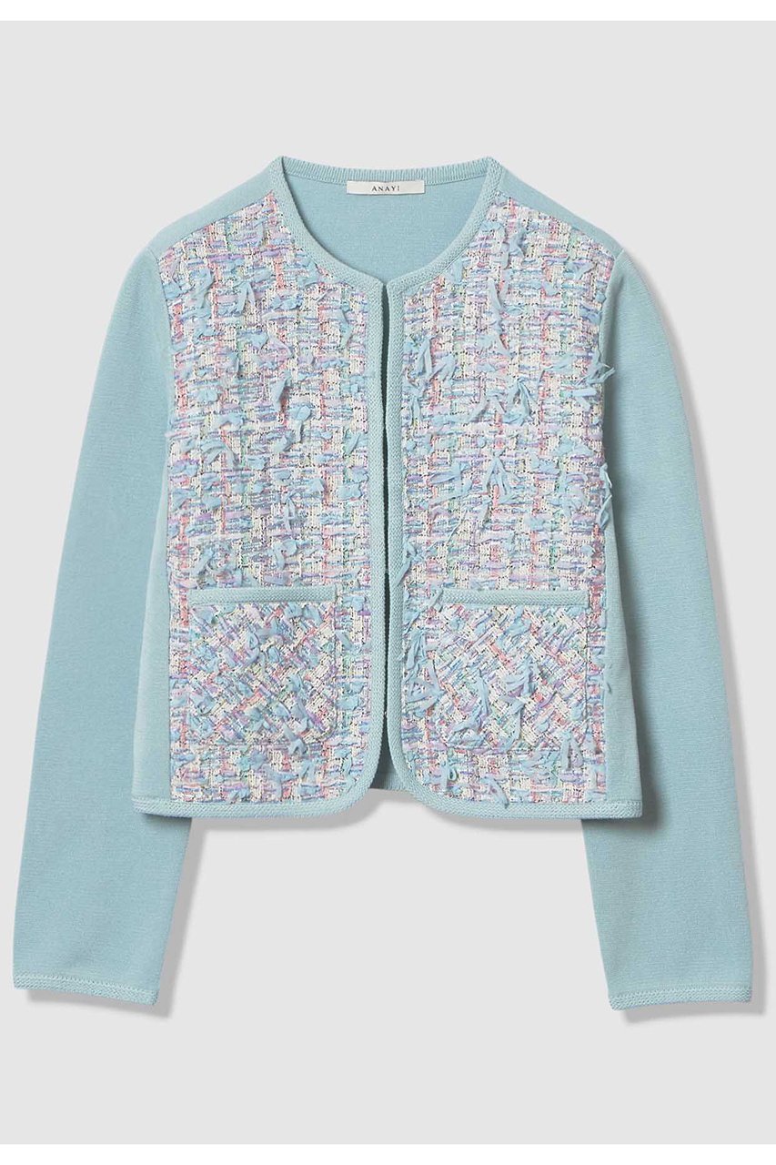 【アナイ/ANAYI】の【セットアップ対象商品】ブルーミックスツイードコンビカーディガン インテリア・キッズ・メンズ・レディースファッション・服の通販 founy(ファニー) ファッション Fashion レディースファッション Fashion for Women トップス・カットソー Cut & Sew Tops ニット Knit Tops & Sweaters カーディガン・羽織り Layered Style Cardigans カーディガン Cardigan, Knitwear セットアップ Set-Up, Coordinated Outfit ツイード Twill, Twill Weave フランス France, French ミラノリブ Milano Rib, Milano Stitch 春 Spring ブルー|ID: prp329100004888393 ipo3291000000036505546