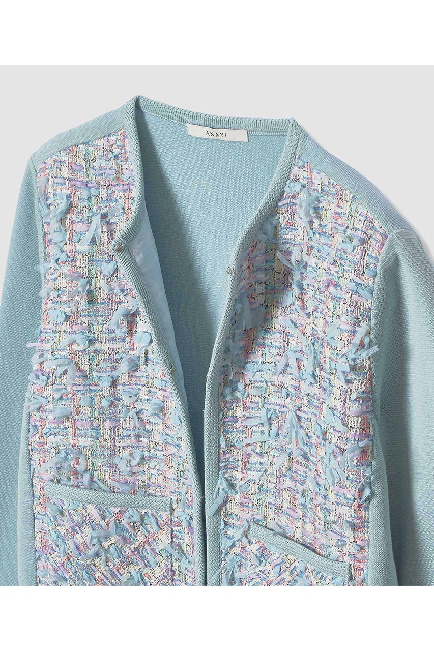 【アナイ/ANAYI】の【セットアップ対象商品】ブルーミックスツイードコンビカーディガン 人気、トレンドファッション・服の通販 founy(ファニー) ファッション Fashion レディースファッション Fashion for Women トップス・カットソー Cut & Sew Tops ニット Knit Tops & Sweaters カーディガン・羽織り Layered Style Cardigans カーディガン Cardigan, Knitwear セットアップ Set-Up, Coordinated Outfit ツイード Twill, Twill Weave フランス France, French ミラノリブ Milano Rib, Milano Stitch 春 Spring other-3|ID: prp329100004888393 ipo3291000000036505548
