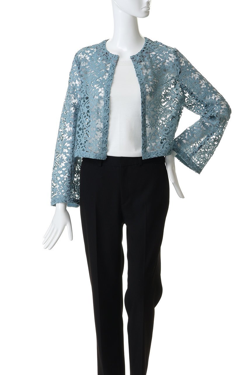 【ランバン オン ブルー/LANVIN en Bleu】のケミカルレースノーカラージャケット 大人の最旬トレンドファッション＆コーディネート founy(ファウニー) 　ファッション　Fashion　レディースファッション　Fashion for Women　アウター　Coat / Outerwear Collection　レディースジャケット・軽アウター　Jackets　ノーカラージャケット / シンプル上品コーデ　Collarless Jackets　ケミカル　Chemical, Chemical Wash　ショート　Short, Short Length　ジャケット　Jacket, Outerwear　スリーブ　Sleeve, Long Sleeve / Short Sleeve　センター　Center, Center Line　フレア　Flare, Flared　マキシ　Maxi, Full Length　レース　Lace, Lace Fabric　エレガント 上品　Elegant　other-7|ID: prp329100004888429 ipo3291000000036505845