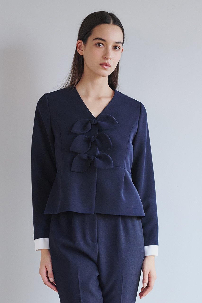 【アミカ/AMICA】のリボンツイルジャケット 人気、トレンドファッション・服の通販 founy(ファニー) 　ファッション　Fashion　レディースファッション　Fashion for Women　アウター　Coat / Outerwear Collection　レディースジャケット・軽アウター　Jackets　オケージョン　Occasion Wear　カフス　Cuff Design　シンプル　Simple, Minimal　ジャケット　Jacket, Outerwear　フロント　Front, Front Design　ボトム　Bottoms, Lower Wear　リボン　Ribbon, Bow　other-8|ID: prp329100004888439 ipo3291000000036505941
