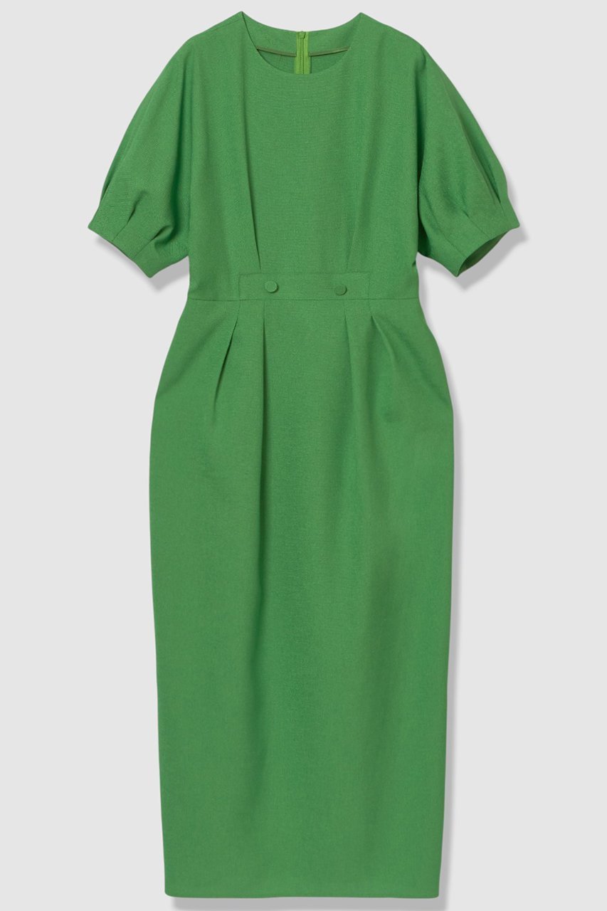 【アルアバイル/allureville】のリネンライクタッキングワンピース インテリア・キッズ・メンズ・レディースファッション・服の通販 founy(ファニー) 　ファッション　Fashion　レディースファッション　Fashion for Women　ワンピース　Dresses　チュニック　Tunic Tops & Dresses　ジャケット　Jacket, Outerwear　チュニック　Tunic, Long Top　ドレス　Dress, One-Piece　フォルム　Silhouette, Form　ロング　Long, Long-Length　ビジネス 仕事 通勤　Business / Work / Commuting　グリーン|ID: prp329100004888471 ipo3291000000036506203