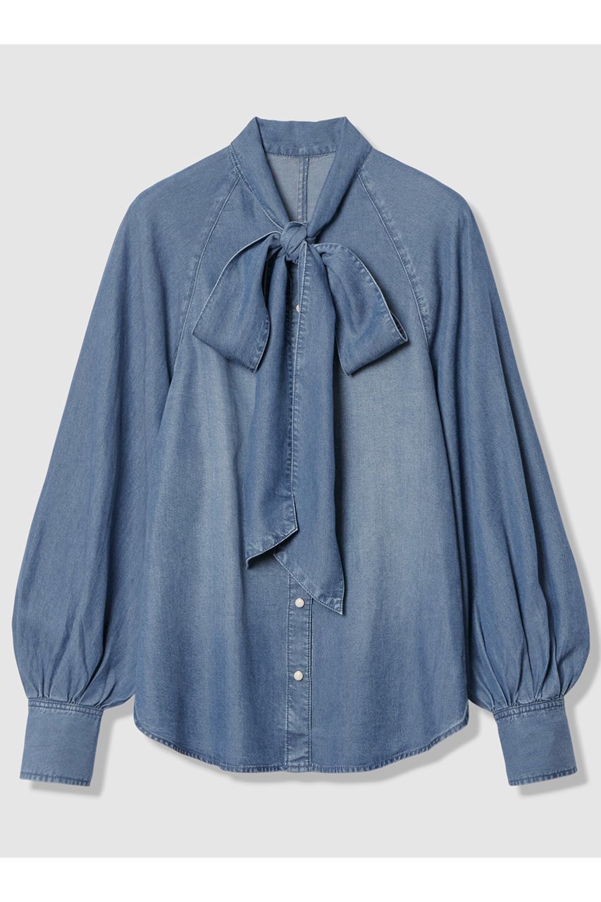 【アルアバイル/allureville】の【WEB・一部店舗別注】デニムボウブラウス 人気、トレンドファッション・服の通販 founy(ファニー) ファッション Fashion レディースファッション Fashion for Women トップス・カットソー Cut & Sew Tops シャツ・ブラウス・オフィスカジュアル Elegant Blouses & Button-Ups ウエスタン Western Style ジャケット Jacket, Outerwear スリーブ Sleeve, Long Sleeve / Short Sleeve ツイード Twill, Twill Weave デニム Denim, Jeans Material ドット Polka Dot, Dot Pattern フェミニン Feminine, Girly マニッシュ Mannish, Boyish リボン Ribbon, Bow ロング Long, Long-Length ヴィンテージ Vintage Style 別注 Limited Edition, Custom Order 新作・新入荷 New Arrivals / New In other-1|ID: prp329100004888473 ipo3291000000036506220