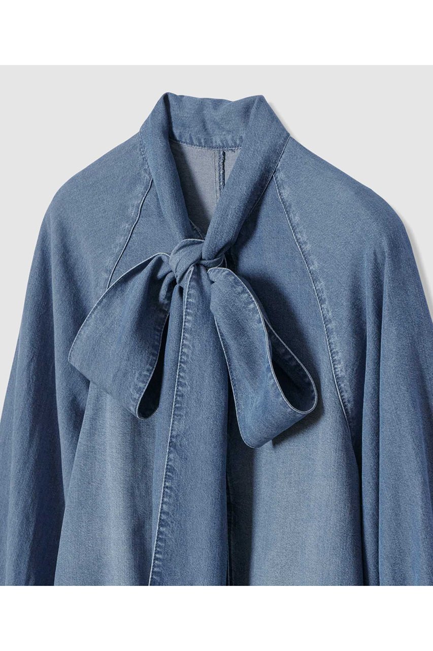 【アルアバイル/allureville】の【WEB・一部店舗別注】デニムボウブラウス 人気、トレンドファッション・服の通販 founy(ファニー) ファッション Fashion レディースファッション Fashion for Women トップス・カットソー Cut & Sew Tops シャツ・ブラウス・オフィスカジュアル Elegant Blouses & Button-Ups ウエスタン Western Style ジャケット Jacket, Outerwear スリーブ Sleeve, Long Sleeve / Short Sleeve ツイード Twill, Twill Weave デニム Denim, Jeans Material ドット Polka Dot, Dot Pattern フェミニン Feminine, Girly マニッシュ Mannish, Boyish リボン Ribbon, Bow ロング Long, Long-Length ヴィンテージ Vintage Style 別注 Limited Edition, Custom Order 新作・新入荷 New Arrivals / New In other-3|ID: prp329100004888473 ipo3291000000036521814