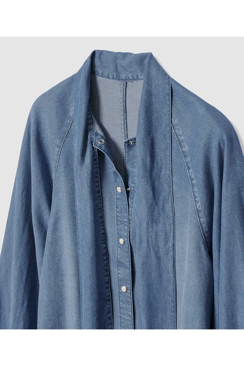 【アルアバイル/allureville】の【WEB・一部店舗別注】デニムボウブラウス 人気、トレンドファッション・服の通販 founy(ファニー) ファッション Fashion レディースファッション Fashion for Women トップス・カットソー Cut & Sew Tops シャツ・ブラウス・オフィスカジュアル Elegant Blouses & Button-Ups ウエスタン Western Style ジャケット Jacket, Outerwear スリーブ Sleeve, Long Sleeve / Short Sleeve ツイード Twill, Twill Weave デニム Denim, Jeans Material ドット Polka Dot, Dot Pattern フェミニン Feminine, Girly マニッシュ Mannish, Boyish リボン Ribbon, Bow ロング Long, Long-Length ヴィンテージ Vintage Style 別注 Limited Edition, Custom Order 新作・新入荷 New Arrivals / New In other-4|ID: prp329100004888473 ipo3291000000036521815