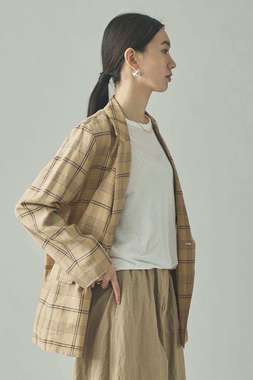 【カレンソロジー/Curensology】の〈C.S.G〉リネンチェックジャケット 大人の最旬トレンドファッション＆コーディネート founy(ファウニー) 　ファッション　Fashion　レディースファッション　Fashion for Women　アウター　Coat / Outerwear Collection　レディースジャケット・軽アウター　Jackets　イタリア　Italy　ジャケット　Jacket, Outerwear　ダブル　Double, Double-Breasted　チェック　Check, Plaid, Tartan　リネン　Linen, Linen Fabric　other-3|ID: prp329100004888489 ipo3291000000036700213