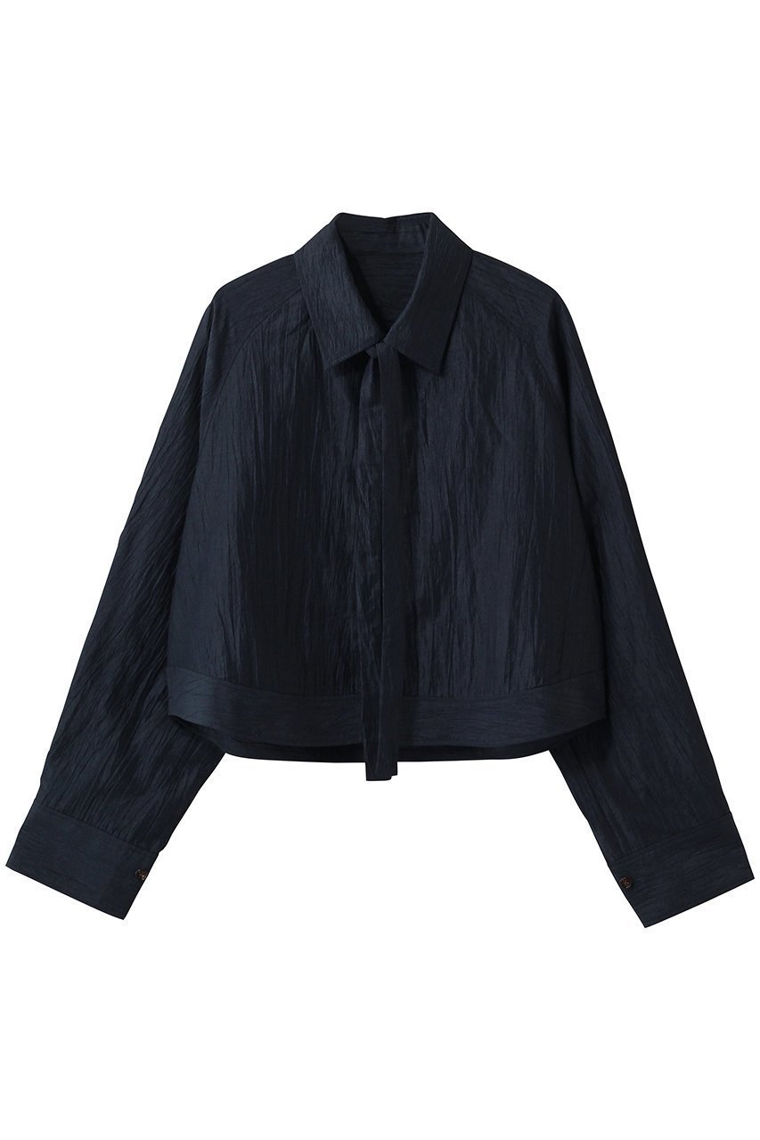 【スタニングルアー/STUNNING LURE】のボウタイシャツ インテリア・キッズ・メンズ・レディースファッション・服の通販 founy(ファニー) 　ファッション　Fashion　レディースファッション　Fashion for Women　トップス・カットソー　Cut & Sew Tops　シャツ・ブラウス・オフィスカジュアル　Elegant Blouses & Button-Ups　クロップド　Cropped, Short Length　スリーブ　Sleeve, Long Sleeve / Short Sleeve　リネン　Linen, Linen Fabric　ロング　Long, Long-Length　新作・新入荷　New Arrivals / New In　ネイビー|ID: prp329100004888500 ipo3291000000036506456