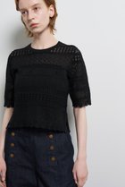 【ランバン オン ブルー/LANVIN en Bleu】のレースハーフスリーブニット 人気、トレンドファッション・服の通販 founy(ファニー) ファッション Fashion レディースファッション Fashion for Women トップス・カットソー Cut & Sew Tops ニット Knit Tops & Sweaters カジュアルプルオーバー・ニットトップス Pullovers & Knit Tops / Casual Pullovers カーディガン Cardigan, Knitwear コンパクト Compact, Small Size バランス Balance, Style Balance パターン Pattern, Design Print レース Lace, Lace Fabric エレガント 上品 Elegant thumbnail ブラック|ID: prp329100004888506 ipo3291000000036506516