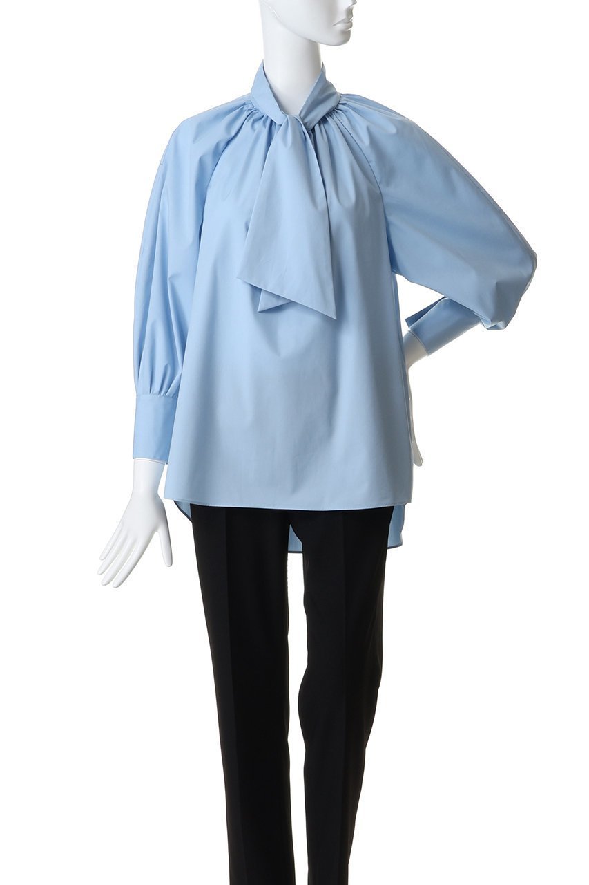 【エムフィル/M Fil】のポリエステル コットン ストレッチ ブロード ショート ボウタイブラウス 人気、トレンドファッション・服の通販 founy(ファニー) 　ファッション　Fashion　レディースファッション　Fashion for Women　トップス・カットソー　Cut & Sew Tops　シャツ・ブラウス・オフィスカジュアル　Elegant Blouses & Button-Ups　ショート　Short, Short Length　ストレッチ　Stretch, Stretchy Fabric　スリーブ　Sleeve, Long Sleeve / Short Sleeve　ブロード　Broadcloth, Fine Cotton　ロング　Long, Long-Length　other-2|ID: prp329100004888520 ipo3291000000036506644