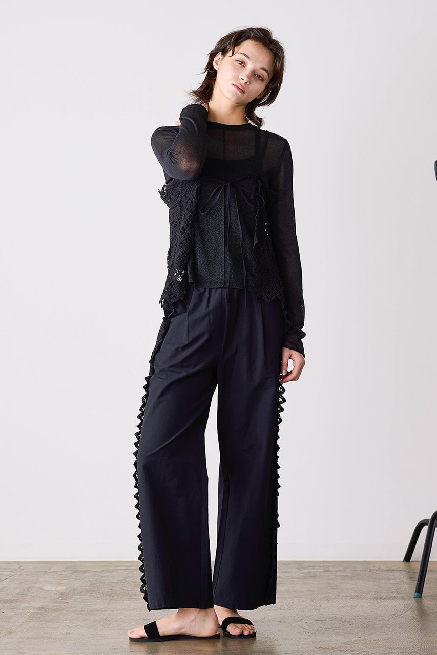【マリリンムーン/MARILYN MOON】の【SOI-MeME】コードレースラインパンツ 人気、トレンドファッション・服の通販 founy(ファニー) 　ファッション　Fashion　レディースファッション　Fashion for Women　パンツ　Pants & Trousers　おすすめ　Recommended / Our Picks　キャミソール　Camisole, Spaghetti Strap Top　ジャケット　Jacket, Outerwear　ストレッチ　Stretch, Stretchy Fabric　リュクス　Luxury, Elegant, High-End, Chic　レース　Lace, Lace Fabric　other-6|ID: prp329100004888522 ipo3291000000036506669