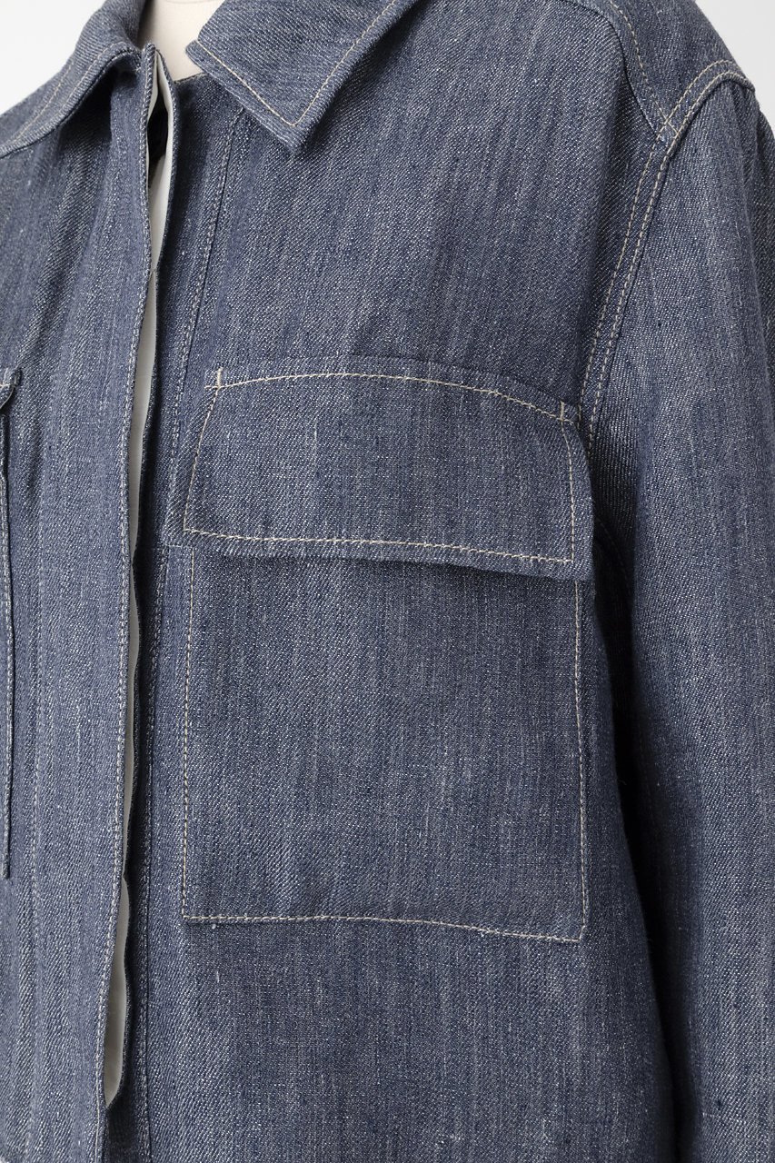 【オーヴィル/EAUVIRE】のダブルリネンデニムシャツジャケット 人気、トレンドファッション・服の通販 founy(ファニー) 　ファッション　Fashion　レディースファッション　Fashion for Women　アウター　Coat / Outerwear Collection　レディースジャケット・軽アウター　Jackets　インディゴ　Indigo Denim　ジャケット　Jacket, Outerwear　デニム　Denim, Jeans Material　バランス　Balance, Style Balance　フラップ　Flap, Flap Pocket　ポケット　Pocket, Pocket Detail　ヨーク　Yoke, Yoke Design　リネン　Linen, Linen Fabric　日本製　Made In Japan　other-6|ID: prp329100004888536 ipo3291000000036506791