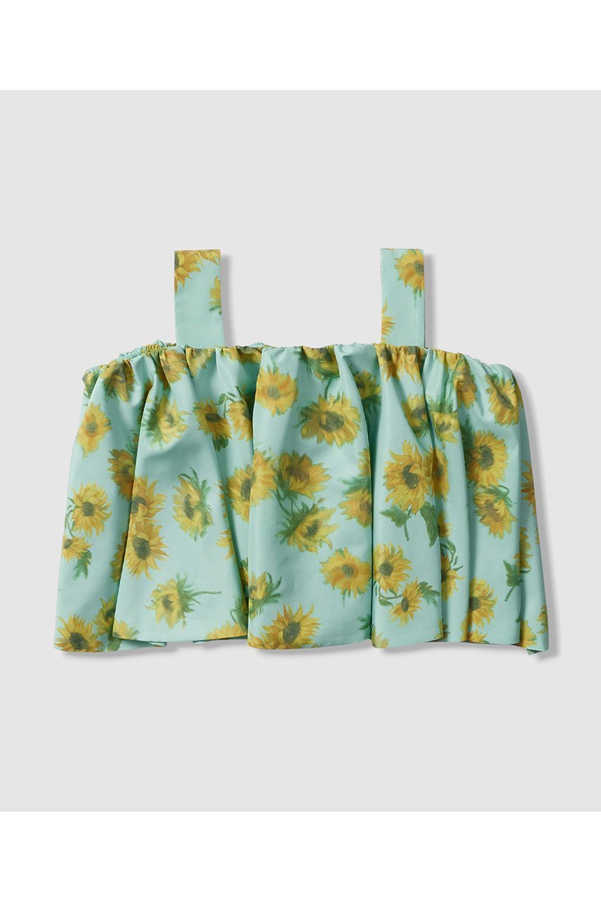 【アルアバイル/allureville】の【LOULOU WILLOUGHBY】サンフラワープリントブラウス 人気、トレンドファッション・服の通販 founy(ファニー) 　ファッション　Fashion　レディースファッション　Fashion for Women　トップス・カットソー　Cut & Sew Tops　シャツ・ブラウス・オフィスカジュアル　Elegant Blouses & Button-Ups　花柄・フラワープリント・モチーフ　Floral Prints & Motifs / Flower Pattern Tops　ギャザー　Gathered, Ruffled　ショート　Short, Short Length　スリーブ　Sleeve, Long Sleeve / Short Sleeve　タフタ　Taffeta, Structured Fabric　プリント　Print, Printed Pattern　ラップ　Wrap, Wrap Design　エレガント 上品　Elegant　夏　Summer　other-2|ID: prp329100004888550 ipo3291000000036506923