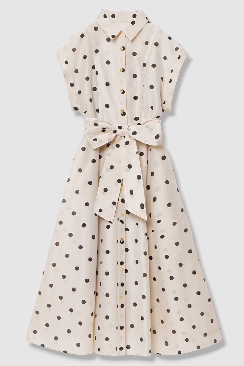 【アルアバイル/allureville】の【LOULOU WILLOUGHBY】オーガンドットワンピース インテリア・キッズ・メンズ・レディースファッション・服の通販 founy(ファニー) 　ファッション　Fashion　レディースファッション　Fashion for Women　ワンピース　Dresses　チュニック　Tunic Tops & Dresses　オーガンジー　Organza Fabric　チュニック　Tunic, Long Top　ドット　Polka Dot, Dot Pattern　フィット　Fit, Slim Fit　フレア　Flare, Flared　プリント　Print, Printed Pattern　リボン　Ribbon, Bow　ロング　Long, Long-Length　エレガント 上品　Elegant　新作・新入荷　New Arrivals / New In　ホワイト系|ID: prp329100004888553 ipo3291000000036506956