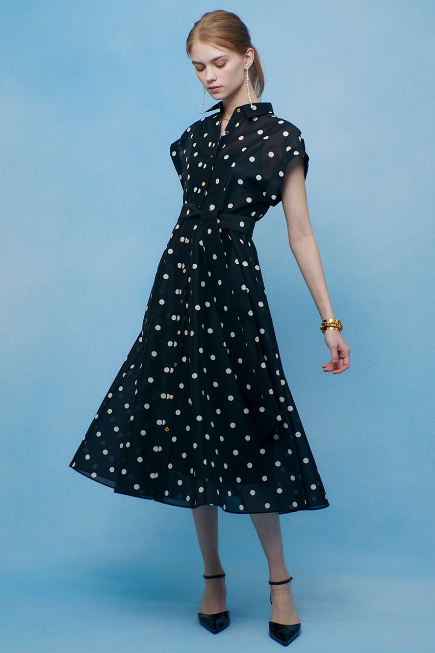 【アルアバイル/allureville】の【LOULOU WILLOUGHBY】オーガンドットワンピース 人気、トレンドファッション・服の通販 founy(ファニー) 　ファッション　Fashion　レディースファッション　Fashion for Women　ワンピース　Dresses　チュニック　Tunic Tops & Dresses　オーガンジー　Organza Fabric　チュニック　Tunic, Long Top　ドット　Polka Dot, Dot Pattern　フィット　Fit, Slim Fit　フレア　Flare, Flared　プリント　Print, Printed Pattern　リボン　Ribbon, Bow　ロング　Long, Long-Length　エレガント 上品　Elegant　新作・新入荷　New Arrivals / New In　other-7|ID: prp329100004888553 ipo3291000000036506963