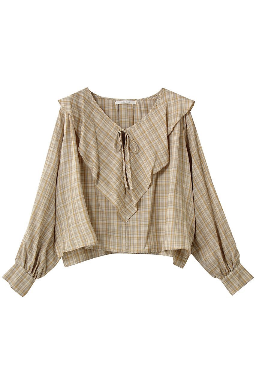 【ミディウミソリッド/MIDIUMISOLID】のcheck big frill collar blouse ブラウス 人気、トレンドファッション・服の通販 founy(ファニー) 　ファッション　Fashion　レディースファッション　Fashion for Women　トップス・カットソー　Cut & Sew Tops　シャツ・ブラウス・オフィスカジュアル　Elegant Blouses & Button-Ups　スラックス　Slacks, Dress Pants　スリーブ　Sleeve, Long Sleeve / Short Sleeve　チェック　Check, Plaid, Tartan　デニム　Denim, Jeans Material　フリル　Frill, Ruffle　フロント　Front, Front Design　ロング　Long, Long-Length　新作・新入荷　New Arrivals / New In　 other-1|ID: prp329100004888618 ipo3291000000036507459