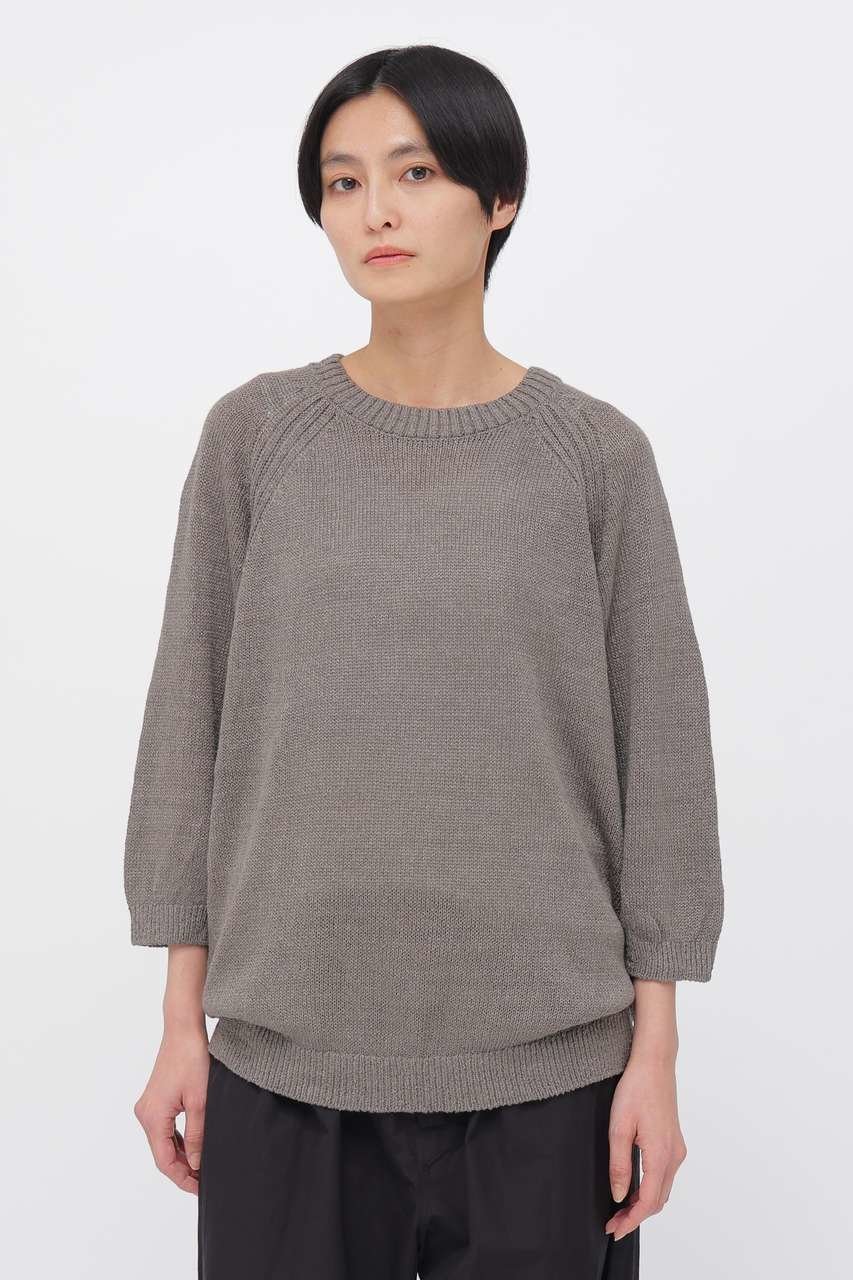 【マーガレットハウエル/MARGARET HOWELL】のBRAIDED LINEN KNITWEAR インテリア・キッズ・メンズ・レディースファッション・服の通販 founy(ファニー) 　ファッション　Fashion　レディースファッション　Fashion for Women　トップス・カットソー　Cut & Sew Tops　ニット　Knit Tops & Sweaters　カジュアルプルオーバー・ニットトップス　Pullovers & Knit Tops / Casual Pullovers　シンプル　Simple, Minimal　スリーブ　Sleeve, Long Sleeve / Short Sleeve　バランス　Balance, Style Balance　リネン　Linen, Linen Fabric　リラックス　Relax, Relaxed Fit　エレガント 上品　Elegant　グレー|ID: prp329100004888626 ipo3291000000036507523