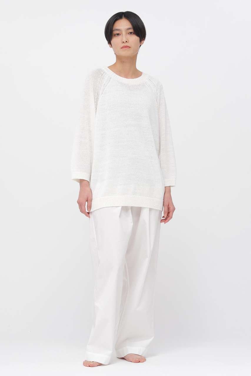 【マーガレットハウエル/MARGARET HOWELL】のBRAIDED LINEN KNITWEAR 人気、トレンドファッション・服の通販 founy(ファニー) 　ファッション　Fashion　レディースファッション　Fashion for Women　トップス・カットソー　Cut & Sew Tops　ニット　Knit Tops & Sweaters　カジュアルプルオーバー・ニットトップス　Pullovers & Knit Tops / Casual Pullovers　シンプル　Simple, Minimal　スリーブ　Sleeve, Long Sleeve / Short Sleeve　バランス　Balance, Style Balance　リネン　Linen, Linen Fabric　リラックス　Relax, Relaxed Fit　エレガント 上品　Elegant　other-2|ID: prp329100004888626 ipo3291000000036507525