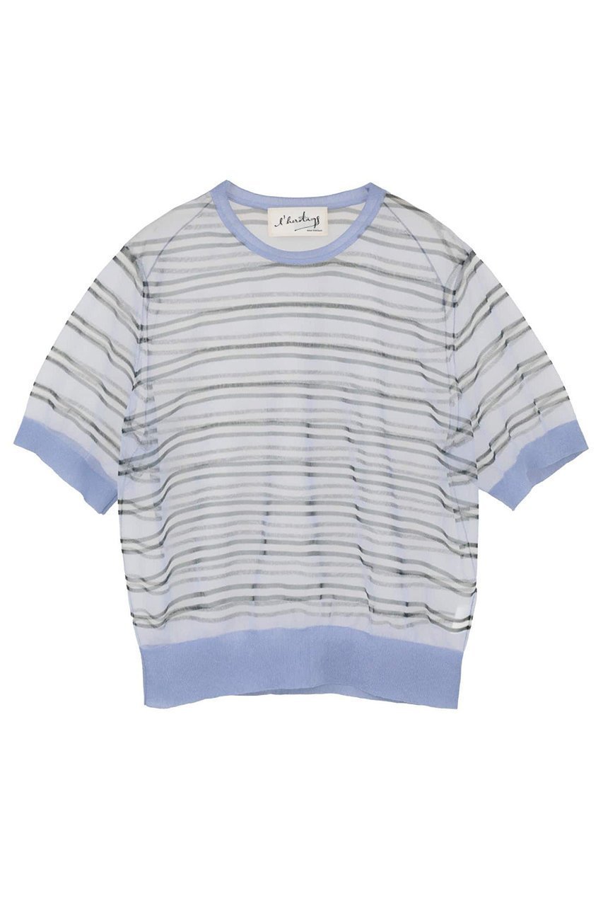 【マルティニーク/martinique】の【l heritage martinique】シアーボーダープルオーバー 人気、トレンドファッション・服の通販 founy(ファニー) ファッション Fashion レディースファッション Fashion for Women トップス・カットソー Cut & Sew Tops ニット Knit Tops & Sweaters カジュアルプルオーバー・ニットトップス Pullovers & Knit Tops / Casual Pullovers おすすめ Recommended / Our Picks インナー Innerwear シアー Sheer, See-Through ストライプ Stripe, Striped Pattern チェック Check, Plaid, Tartan パターン Pattern, Design Print ベーシック Basic, Essential ボーダー Border, Stripe エレガント 上品 Elegant 半袖 Short Sleeve, Half Sleeve 新作・新入荷 New Arrivals / New In other-1|ID: prp329100004888671 ipo3291000000036507879