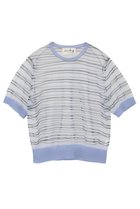 【マルティニーク/martinique】の【l heritage martinique】シアーボーダープルオーバー 人気、トレンドファッション・服の通販 founy(ファニー) ファッション Fashion レディースファッション Fashion for Women トップス・カットソー Cut & Sew Tops ニット Knit Tops & Sweaters カジュアルプルオーバー・ニットトップス Pullovers & Knit Tops / Casual Pullovers おすすめ Recommended / Our Picks インナー Innerwear シアー Sheer, See-Through ストライプ Stripe, Striped Pattern チェック Check, Plaid, Tartan パターン Pattern, Design Print ベーシック Basic, Essential ボーダー Border, Stripe エレガント 上品 Elegant 半袖 Short Sleeve, Half Sleeve 新作・新入荷 New Arrivals / New In thumbnail サックス|ID: prp329100004888671 ipo3291000000036507880