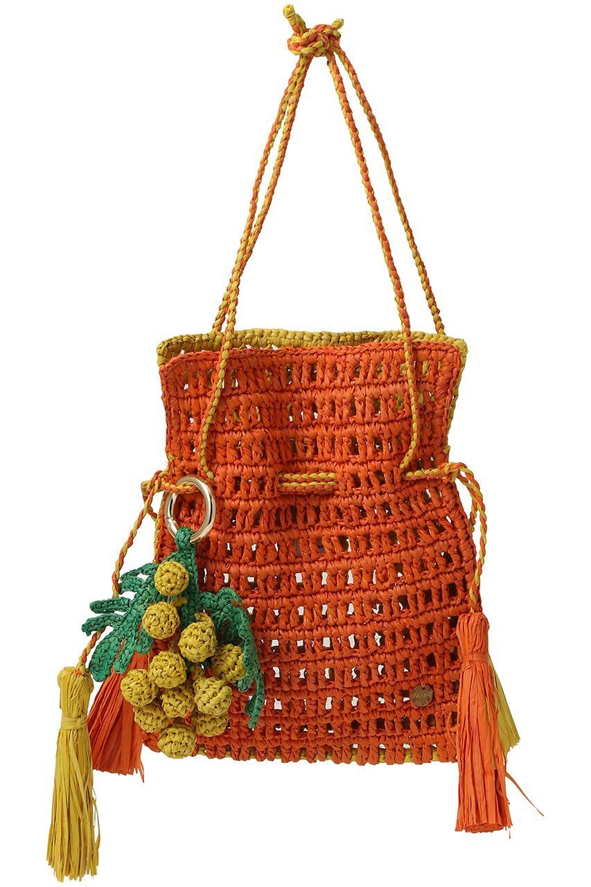 【プレインピープル/PLAIN PEOPLE】の【MAISON N.H PARIS】CHARME ミニバッグ インテリア・キッズ・メンズ・レディースファッション・服の通販 founy(ファニー) 　ファッション　Fashion　レディースファッション　Fashion for Women　バッグ　Bags　タッセル　Tassel, Fringe　チャーム　Charm, Pendant　メッシュ　Mesh, Net Fabric　ラフィア　Raffia, Natural Straw　巾着　Drawstring Bag, Kinchaku　新作・新入荷　New Arrivals / New In　オレンジ|ID: prp329100004888719 ipo3291000000036510241