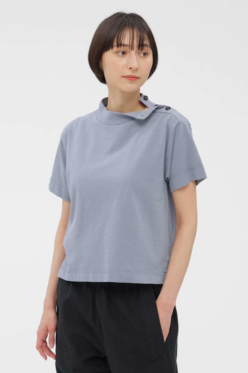 【マーガレットハウエル/MARGARET HOWELL】のGARMENT DYED TOUGH COTTON LINEN JERSEY TOP インテリア・キッズ・メンズ・レディースファッション・服の通販 founy(ファニー) 　ファッション　Fashion　レディースファッション　Fashion for Women　トップス・カットソー　Cut & Sew Tops　シャツ・ブラウス・オフィスカジュアル　Elegant Blouses & Button-Ups　ロングTシャツ・Tシャツ　Longline T-Shirts & Tees　カットソー・ベーシックTシャツ　Cut-and-Sewn Tops / Stretch Tees & Basics　コンパクト　Compact, Small Size　ショート　Short, Short Length　シンプル　Simple, Minimal　スリーブ　Sleeve, Long Sleeve / Short Sleeve　フィット　Fit, Slim Fit　リネン　Linen, Linen Fabric　新作・新入荷　New Arrivals / New In　ブルー|ID: prp329100004888758 ipo3291000000036510549