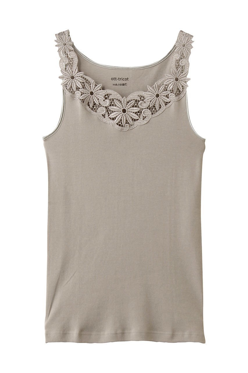 【ティアラ/Tiara】の【Ott-tricot】レースタンクトップ インテリア・キッズ・メンズ・レディースファッション・服の通販 founy(ファニー) 　ファッション　Fashion　レディースファッション　Fashion for Women　トップス・カットソー　Cut & Sew Tops　キャミソール&ノースリーブ　Camisoles & Sleeveless Tops　シャツ・ブラウス・オフィスカジュアル　Elegant Blouses & Button-Ups　ロングTシャツ・Tシャツ　Longline T-Shirts & Tees　カットソー・ベーシックTシャツ　Cut-and-Sewn Tops / Stretch Tees & Basics　おすすめ　Recommended / Our Picks　キャミソール　Camisole, Spaghetti Strap Top　タンク　Tank Top, Sleeveless Top　フィット　Fit, Slim Fit　フラワー　Flower, Floral　レース　Lace, Lace Fabric　新作・新入荷　New Arrivals / New In　グレージュ|ID: prp329100004888762 ipo3291000000036510569
