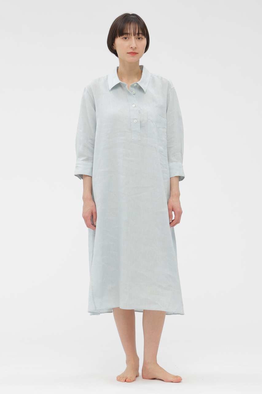【マーガレットハウエル/MARGARET HOWELL】のSOFT LINEN DRESS インテリア・キッズ・メンズ・レディースファッション・服の通販 founy(ファウニー) 　ファッション　Fashion　レディースファッション　Fashion for Women　ワンピース　Dresses　フォーマル・パーティードレス・結婚式用ドレス　Elegant & Casual Dresses　チュニック　Tunic Tops & Dresses　なめらか　Smooth, Silky Texture　チュニック　Tunic, Long Top　ドレス　Dress, One-Piece　リネン　Linen, Linen Fabric　リラックス　Relax, Relaxed Fit　ロング　Long, Long-Length　夏　Summer　ブルー|ID: prp329100004888781 ipo3291000000036879348