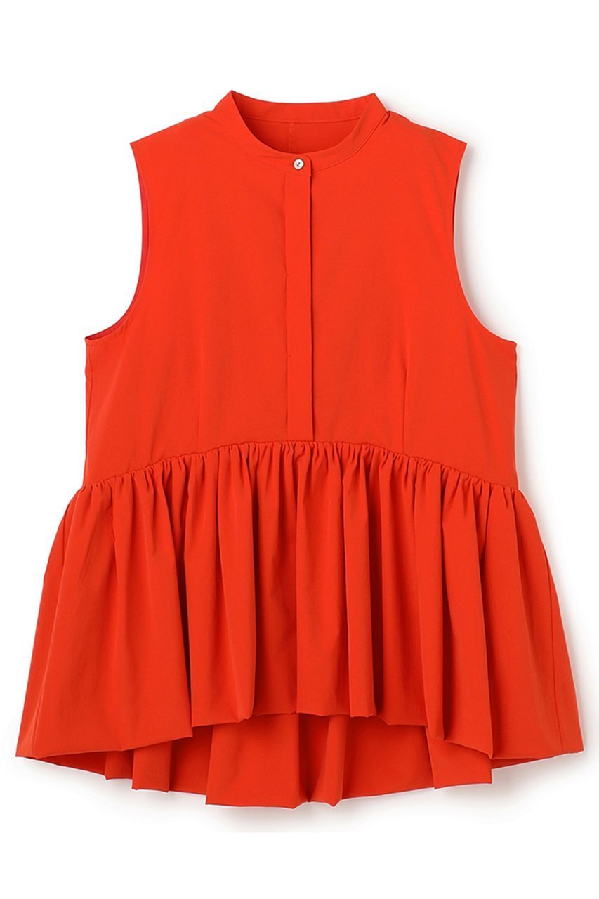 【アンクレイヴ/uncrave】のクールタッチカラータイプライター ペプラムブラウス インテリア・キッズ・メンズ・レディースファッション・服の通販 founy(ファニー) 　ファッション　Fashion　レディースファッション　Fashion for Women　トップス・カットソー　Cut & Sew Tops　キャミソール&ノースリーブ　Camisoles & Sleeveless Tops　シャツ・ブラウス・オフィスカジュアル　Elegant Blouses & Button-Ups　タイプライター　Typewriter Fabric, Crisp Cotton　ノースリーブ　Sleeveless, No-Sleeve　フォルム　Silhouette, Form　ペプラム　Peplum, Flared Hem　吸水　Absorbent, Quick-Dry　夏　Summer　新作・新入荷　New Arrivals / New In　スカーレット|ID: prp329100004888782 ipo3291000000036510712