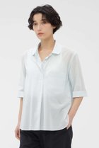 【マーガレットハウエル/MARGARET HOWELL】のHIGH TWISTED COTTON VOILE SHIRT 人気、トレンドファッション・服の通販 founy(ファニー) ファッション Fashion レディースファッション Fashion for Women トップス・カットソー Cut & Sew Tops シャツ・ブラウス・オフィスカジュアル Elegant Blouses & Button-Ups なめらか Smooth, Silky Texture ショート Short, Short Length スリーブ Sleeve, Long Sleeve / Short Sleeve パターン Pattern, Design Print ラウンド Round, Round Neck リラックス Relax, Relaxed Fit 新作・新入荷 New Arrivals / New In thumbnail ブルー|ID: prp329100004888786 ipo3291000000036510752