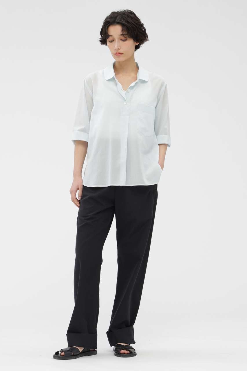 【マーガレットハウエル/MARGARET HOWELL】のHIGH TWISTED COTTON VOILE SHIRT 人気、トレンドファッション・服の通販 founy(ファニー) 　ファッション　Fashion　レディースファッション　Fashion for Women　トップス・カットソー　Cut & Sew Tops　シャツ・ブラウス・オフィスカジュアル　Elegant Blouses & Button-Ups　なめらか　Smooth, Silky Texture　ショート　Short, Short Length　スリーブ　Sleeve, Long Sleeve / Short Sleeve　パターン　Pattern, Design Print　ラウンド　Round, Round Neck　リラックス　Relax, Relaxed Fit　新作・新入荷　New Arrivals / New In　other-2|ID: prp329100004888786 ipo3291000000036510754