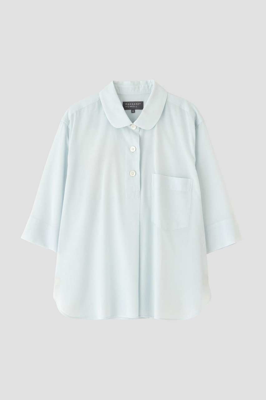 【マーガレットハウエル/MARGARET HOWELL】のHIGH TWISTED COTTON VOILE SHIRT 人気、トレンドファッション・服の通販 founy(ファニー) 　ファッション　Fashion　レディースファッション　Fashion for Women　トップス・カットソー　Cut & Sew Tops　シャツ・ブラウス・オフィスカジュアル　Elegant Blouses & Button-Ups　なめらか　Smooth, Silky Texture　ショート　Short, Short Length　スリーブ　Sleeve, Long Sleeve / Short Sleeve　パターン　Pattern, Design Print　ラウンド　Round, Round Neck　リラックス　Relax, Relaxed Fit　新作・新入荷　New Arrivals / New In　other-3|ID: prp329100004888786 ipo3291000000036510755