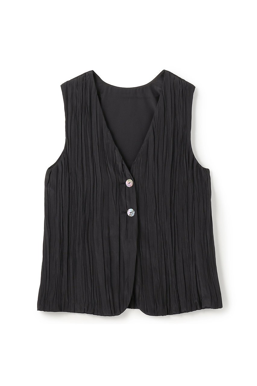 【アンクレイヴ/uncrave】のマシーンプリーツ ジレ インテリア・キッズ・メンズ・レディースファッション・服の通販 founy(ファニー) 　ファッション　Fashion　レディースファッション　Fashion for Women　アウター　Coat / Outerwear Collection　トップス・カットソー　Cut & Sew Tops　キャミソール&ノースリーブ　Camisoles & Sleeveless Tops　シャツ・ブラウス・オフィスカジュアル　Elegant Blouses & Button-Ups　ベスト&ジレ / 重ね着スタイル　Vests & Gilets　おすすめ　Recommended / Our Picks　クール　Cool, Chic　サテン　Satin, Glossy Fabric　ストレート　Straight, Straight Cut　セットアップ　Set-Up, Coordinated Outfit　ノースリーブ　Sleeveless, No-Sleeve　ブライト　Bright, Shiny　プリーツ　Pleats, Pleated　モダン　Modern, Contemporary　ランダム　Random, Irregular　新作・新入荷　New Arrivals / New In　ブラック|ID: prp329100004888794 ipo3291000000036510821