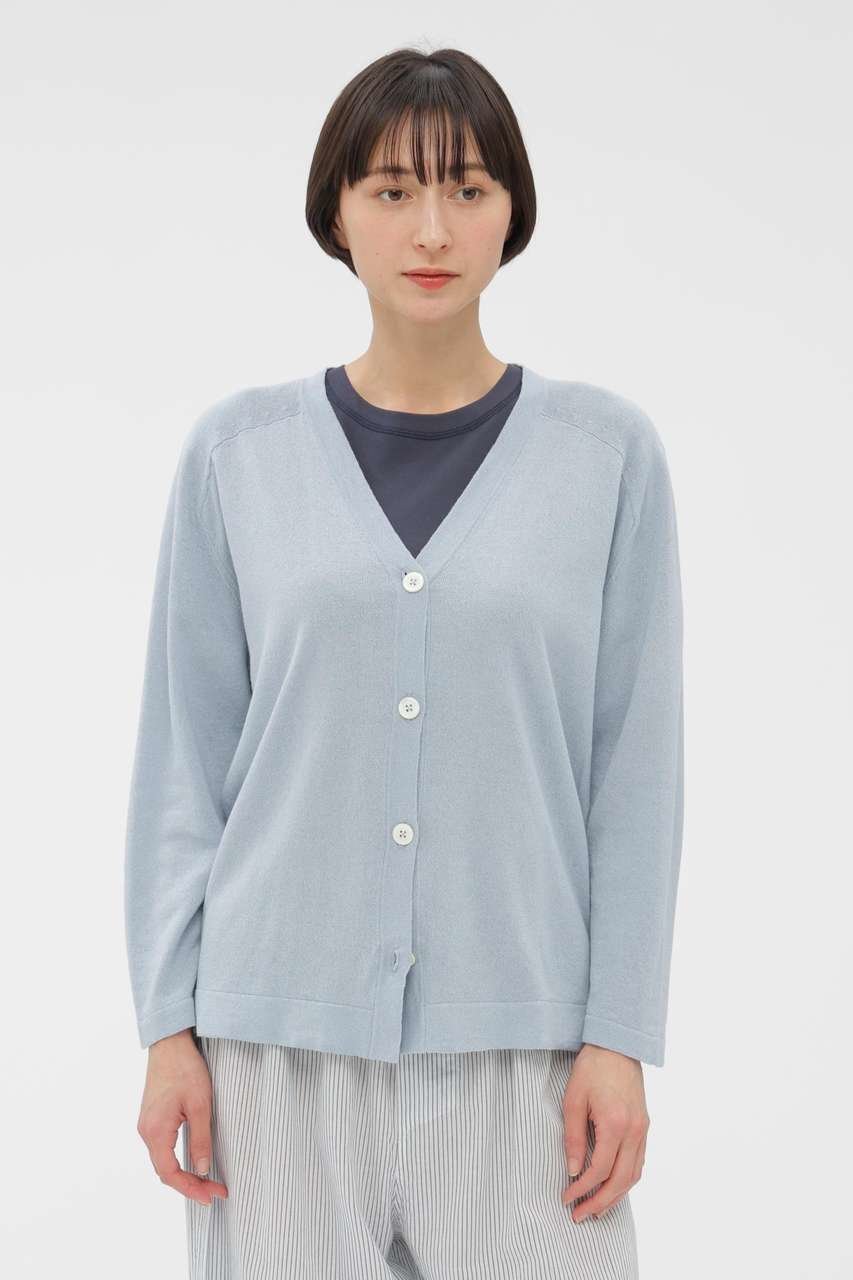 【マーガレットハウエル/MARGARET HOWELL】のPAPER COTTON KNITWEAR インテリア・キッズ・メンズ・レディースファッション・服の通販 founy(ファニー) 　ファッション　Fashion　レディースファッション　Fashion for Women　トップス・カットソー　Cut & Sew Tops　ニット　Knit Tops & Sweaters　カジュアルプルオーバー・ニットトップス　Pullovers & Knit Tops / Casual Pullovers　なめらか　Smooth, Silky Texture　カーディガン　Cardigan, Knitwear　バランス　Balance, Style Balance　リラックス　Relax, Relaxed Fit　夏　Summer　新作・新入荷　New Arrivals / New In　ブルー|ID: prp329100004888808 ipo3291000000036510934
