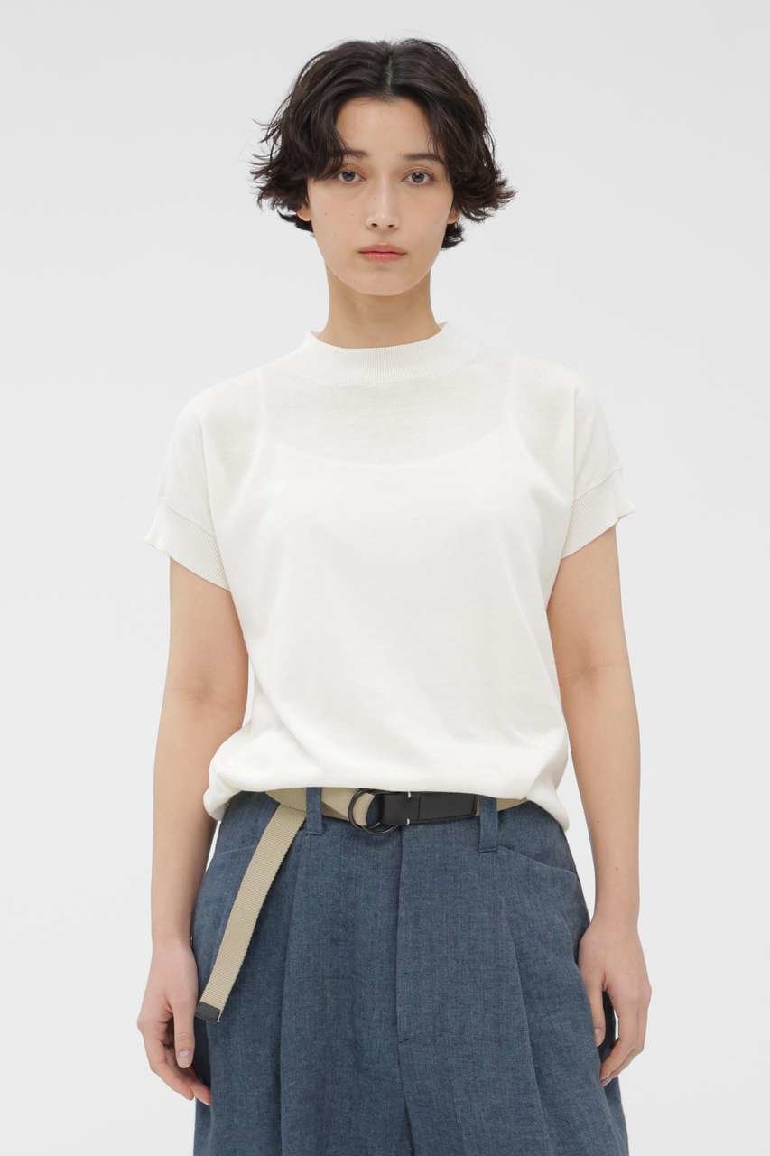 【マーガレットハウエル/MARGARET HOWELL】のHIGHTWIST COTTON KNITWEAR インテリア・キッズ・メンズ・レディースファッション・服の通販 founy(ファニー) ファッション Fashion レディースファッション Fashion for Women トップス・カットソー Cut & Sew Tops ニット Knit Tops & Sweaters カジュアルプルオーバー・ニットトップス Pullovers & Knit Tops / Casual Pullovers なめらか Smooth, Silky Texture エレガント 上品 Elegant シンプル Simple, Minimal 半袖 Short Sleeve, Half Sleeve 新作・新入荷 New Arrivals / New In ホワイト|ID: prp329100004888810 ipo3291000000036510946