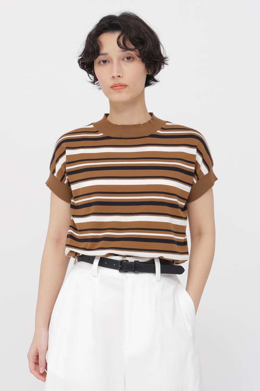 【マーガレットハウエル/MARGARET HOWELL】のHIGHTWIST COTTON KNITWEAR インテリア・キッズ・メンズ・レディースファッション・服の通販 founy(ファニー) ファッション Fashion レディースファッション Fashion for Women トップス・カットソー Cut & Sew Tops ニット Knit Tops & Sweaters カジュアルプルオーバー・ニットトップス Pullovers & Knit Tops / Casual Pullovers なめらか Smooth, Silky Texture エレガント 上品 Elegant シンプル Simple, Minimal 半袖 Short Sleeve, Half Sleeve 新作・新入荷 New Arrivals / New In ブラウン|ID: prp329100004888810 ipo3291000000036510947